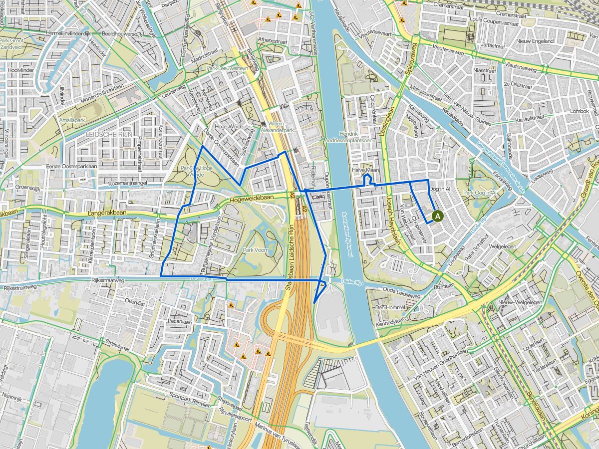 Routekaart Woensdag 5 km: Leidsche Rijn Groen