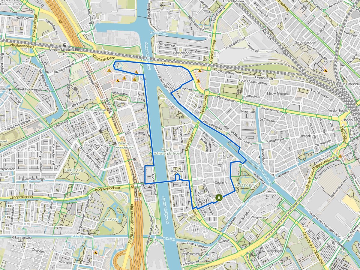 Routekaart Dinsdag 5 km: Over de bruggen