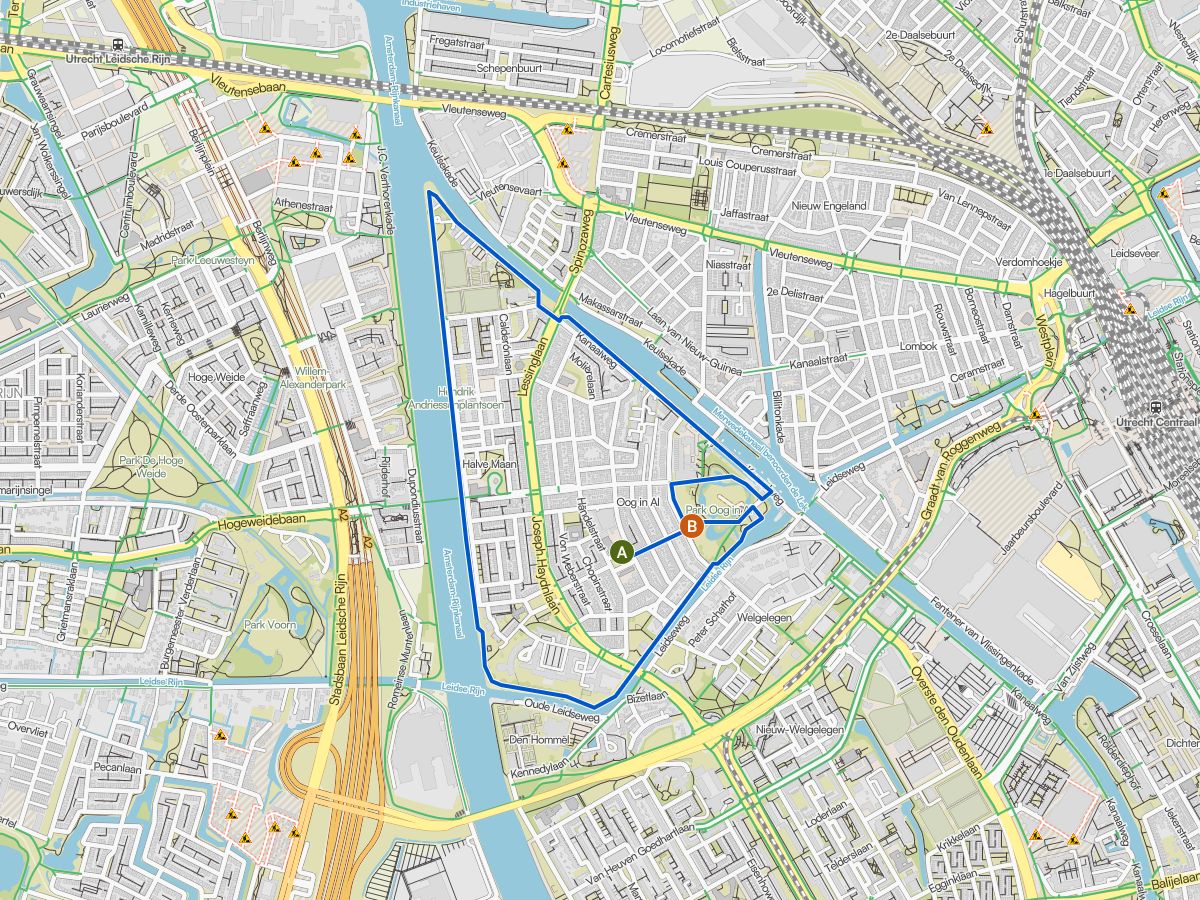 Routekaart Donderdag 5 km: Rondje Oog in Al