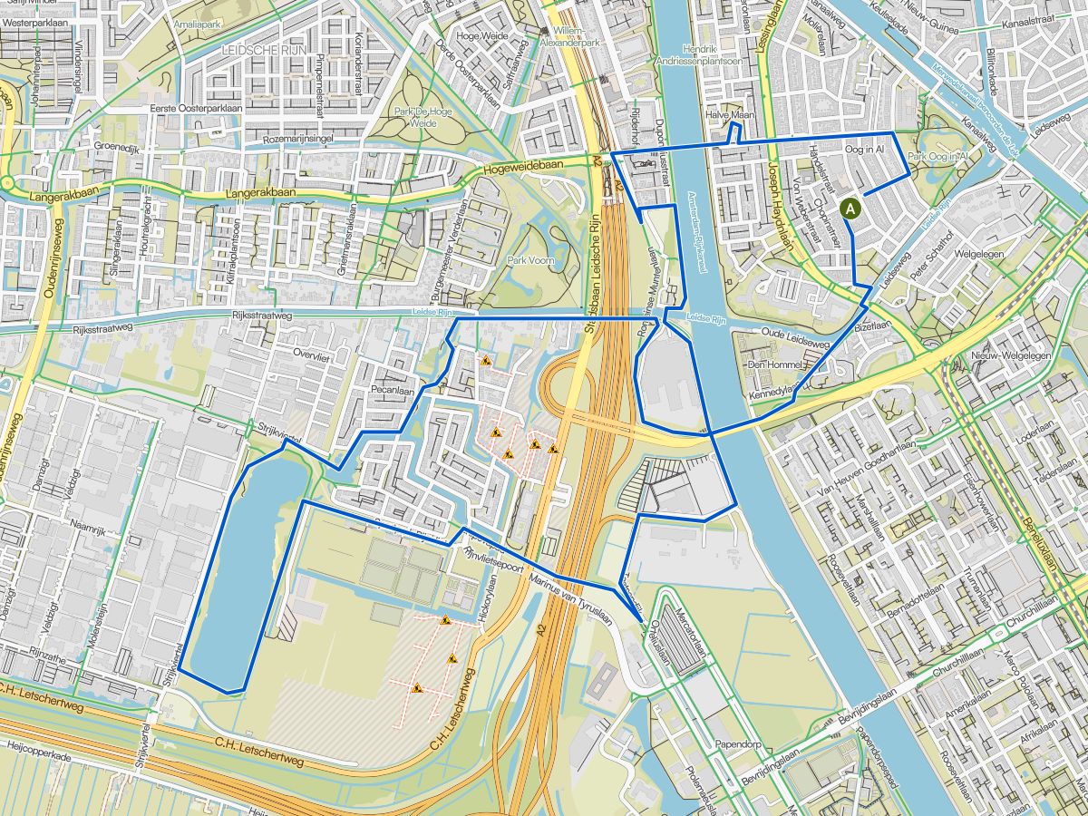 Routekaart Woensdag 10 km: Rijnvliet