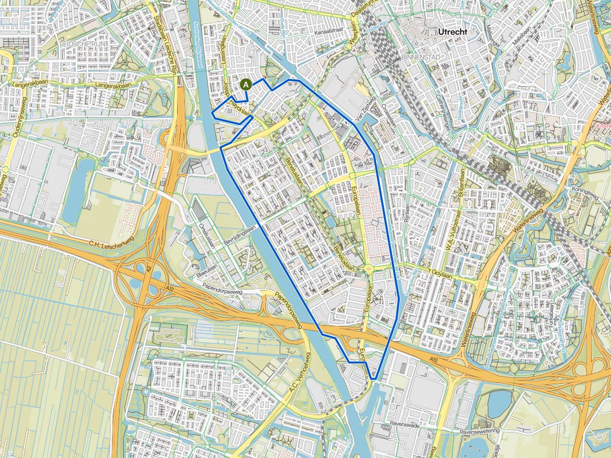 Routekaart Maandag 10 km: Langs de kanalen