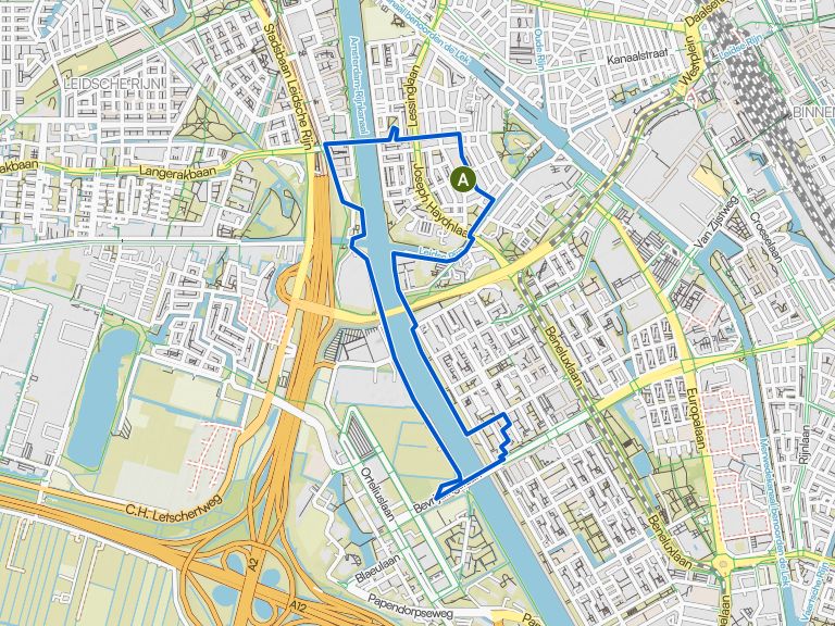 Routekaart Maandag 10 km: Langs de kanalen (ingekort ivm warmte)